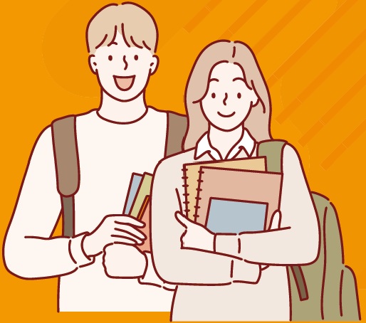 大学生男女のイラスト